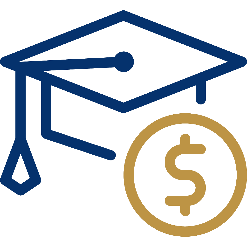 /Acceptance-letter-from-Vertex-University a blue and gold graduation cap and coin