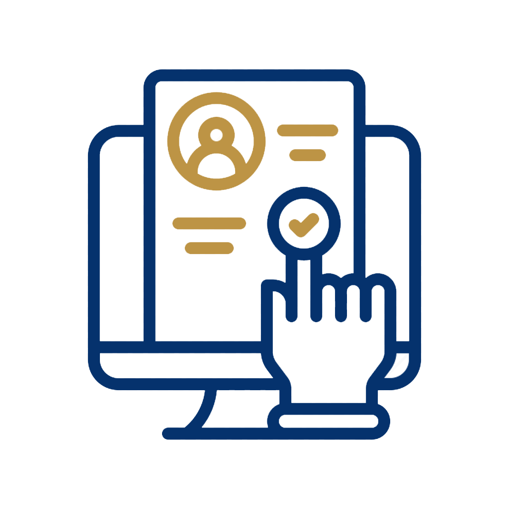 a hand pointing at a screen VERTEX-university-registration png